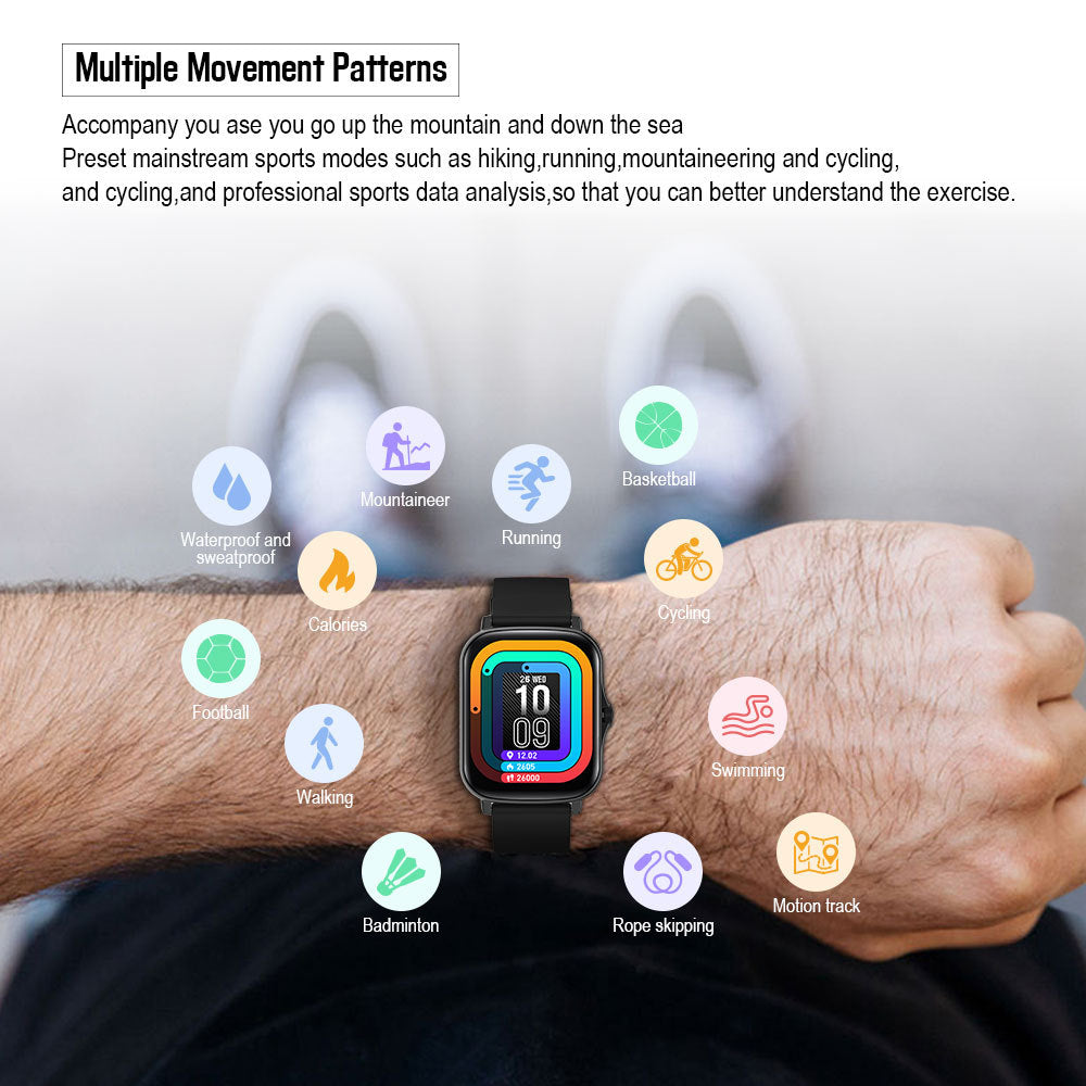 IP68 Custom Dial Heart Rate Fitness Smart Watch